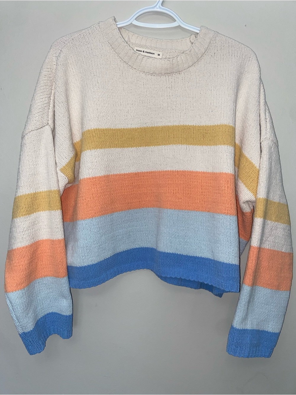 Moon & Madison Colour Block Boxy Cropped Sweatshirt
